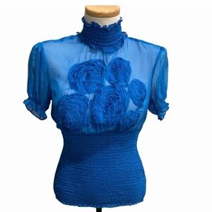 bebe Royal Blue sheer Blouse